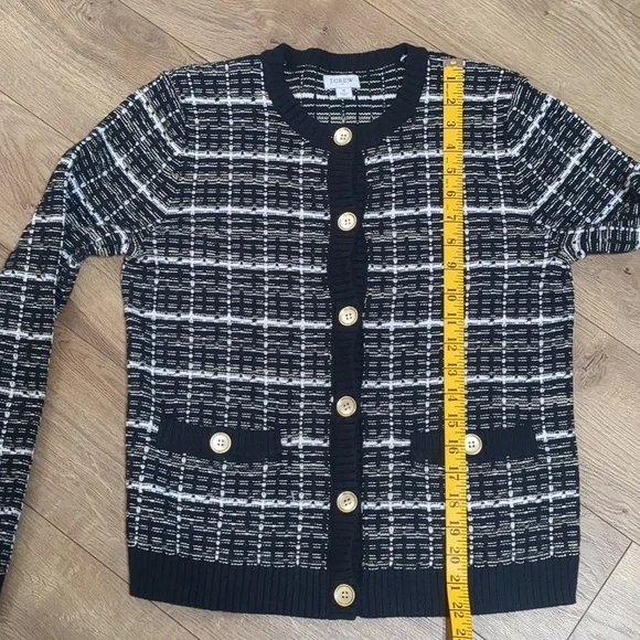 J Crew Factory Tweed Lady Cardigan Black & white Size Small - Picture 5 of 8